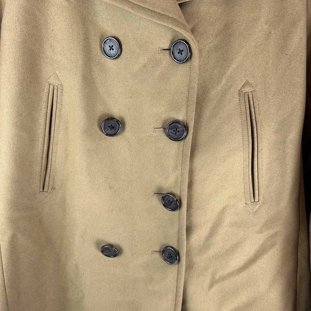 J. CREW‎ Double Breasted Wool Blend Pea Coat Camel Jacket Women's Size Large Y2K - Picture 4 of 13